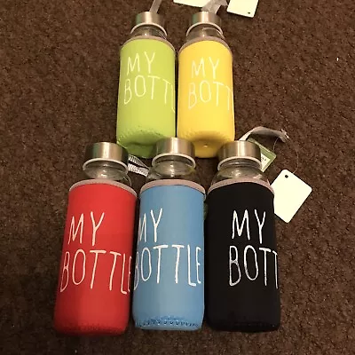 £5.49 • Buy Adorn Borosilicate Glass Drinking Water Bottle 300ml W/ Sleeve (colour May Vary)