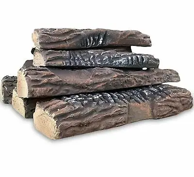 Regal Flame 10 PC Ceramic Propane Gel Ethanol Gas Fireplace Fire Pit Logs Oak • $68.42