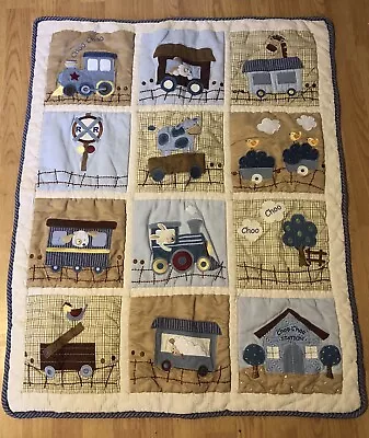 Lambs & Ivy Blue Choo Choo Train Baby Crib Bed Comforter90% Cotton 10% Polyester • $20