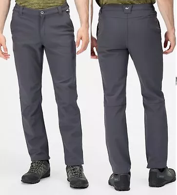 Regatta Mens Grey Fenton Walking Trousers Softshell Wind Water Repellant 30/44 • £23.70