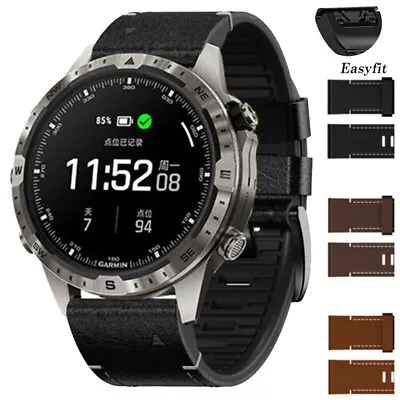 For Garmin Fenix 7 7X Pro 6 6X 5 5X Quick Fit Leather Silicone Watch Band Strap • $16.89