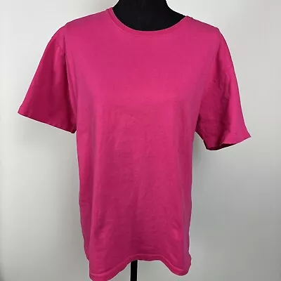 Vintage 90s Hanes Her Way Essential Accents Solid Blank Pink Shirt Size Large L • $9.99