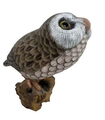 VTG Wooden Owl Figurine On Driftwood 6  Tall With Metal Talons Hand Painted • $15