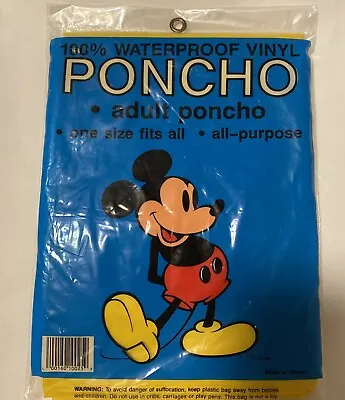 Vintage Disney World Mickey Mouse Rain Poncho Adult One Size Fits All New • $4.50