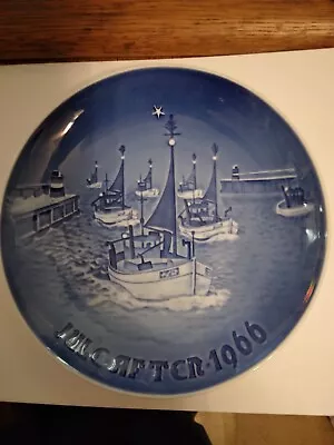 B & G 1966 Christmas Plate Jule After 1966 Copenhagen Denmark  7  Blue White • $5.95