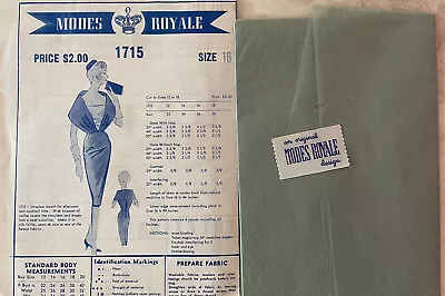 Vintage FF Modes Royale Strapless Sheath  Dress Pattern #1715 Size 16 W/Label • $48