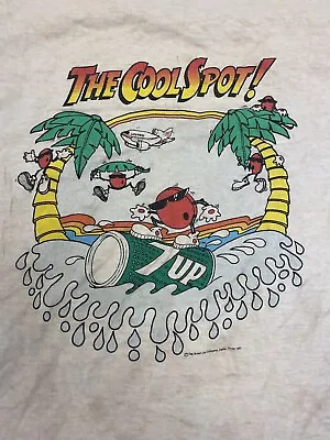 Vintage 7 Up The Cool Spot T Shirt Mens XL Single Stitch Soda Beach Graphic Tee • $29.95