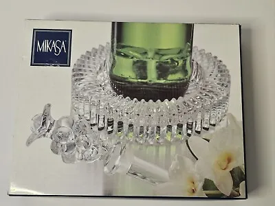 MIKASA Diamond Fire Wine Set Crystal Coaster & Wine Bottle Stopper • $27
