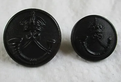 2x WW2 British Army: KING'S ROYAL RIFLE CORPS BLACK HORN BUTTONS  (23mm-17mm) • £7.99