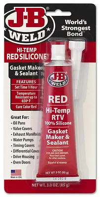 JB Weld 31314 High Temperature Red Acetoxy Silicone Sealant - 3 Oz. • $8.44