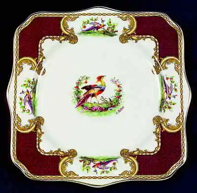 Myott Staffordshire Chelsea Bird Red Square Luncheon Plate 409029 • $39.99