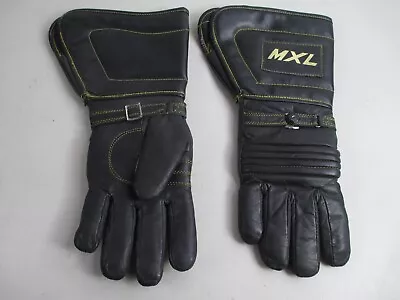 MXL VTG MOTORCYCLE Gauntlet BLACK Leather GLOVES Men's Sm 1977 70's Motocross • $22.49