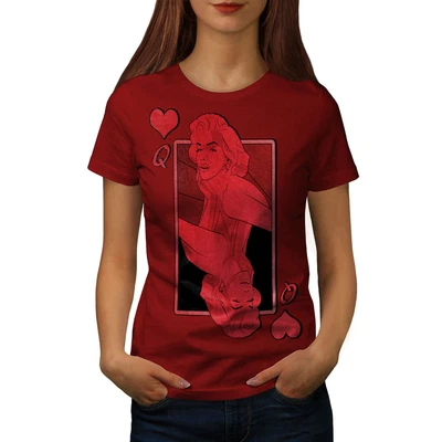 £17.99 • Buy Wellcoda Queen Of Heart Red Womens T-shirt,  Casual Design Printed Tee