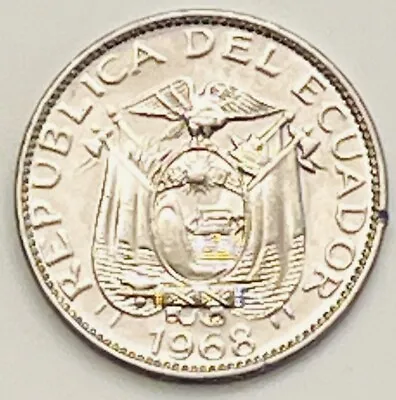 1968 Ecuador 10 Centavos KM# 76c Uncirculated Condition • $1.50