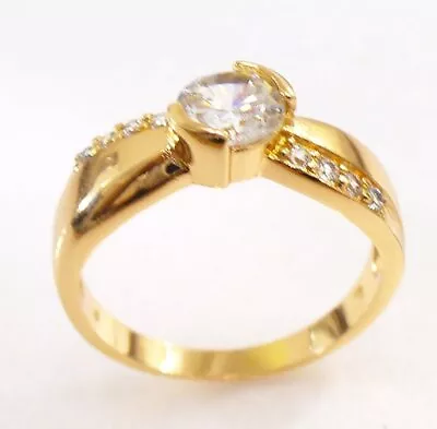 Ring Vintage Knot 24K Yellow Gold Plated Engagement Cubic Zirconia N Q S UK • £13.52