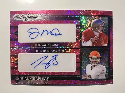 Joe Montana Joe Burrow 2023 Leaf Eclectic Dual Auto Pink 2/7 49ers Bengals • $274.99