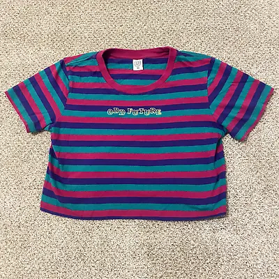 Odd Future Striped Crop Shirt Adult XS Pink Extra Small Short Sleeves Women's • £9.39