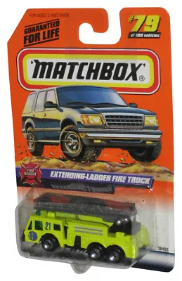 Matchbox Fire Rescue (1998) Hot Green Extending-Ladder Fire Truck Toy #79/100 • $10