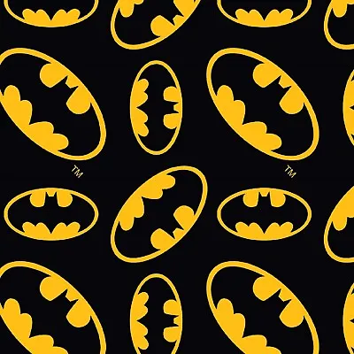 DC Comics Batman Logo On Black Quilting Dressmaking Cotton Fabric Per 50cm C15 • £1.50