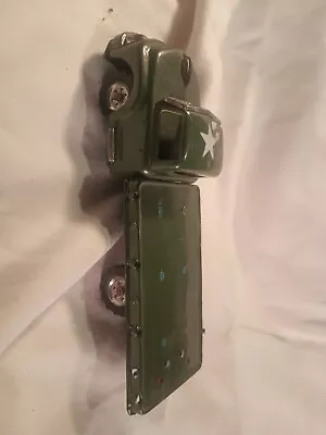 Vintage Japan Tin Litho Friction U.S. Army Truck Green Military Toy • $15