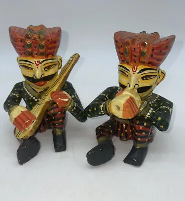 Set Of 2 Rajasthani Musician Figurines • $18