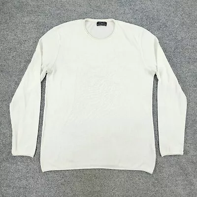 Zara Man Sweater Men's Large White Basic Pullover Crew Neck Long Sleeve Stretch • $16.99