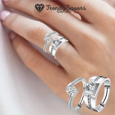 Elegant Style 925 Sterling Silver Filled Adjustable Engagement Wedding Rings  • £3.99