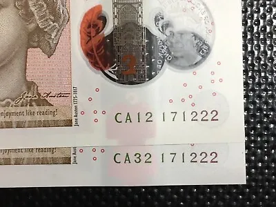 Bank Of England UK NEW Polymer £10 Pound Notes - CA?2 171222 Super Rare!! • £120