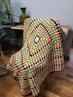 $34.99 • Buy Vintage 1970s Handmade Crochet Afghan Blanket