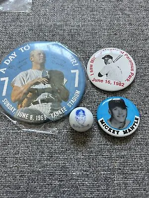 Vintage Baseball Large Marble Mickey Mantle With Three Buttons • $29