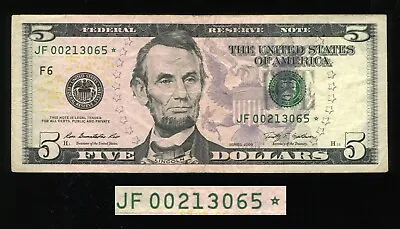 $5 Dollar Bill 2009 960K Single Run Star Sheet Note Atlanta Georgia JF 00213065* • $19.94