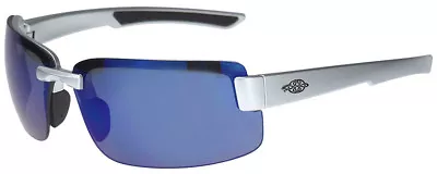 Crossfire ES6 Safety Glasses Silver Gloss Frame Blue Mirror Lens Z87+ • $14.39