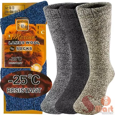 3 Pairs Winter Merino Lambs Wool Heavy Duty Thermal Boots Socks For Mens 10-13 • $12.99