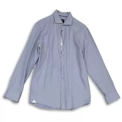 Hugo Boss Mens Gray Pink Long Sleeve Collared Slim Fit Dress Shirt Size 16.5 • $12.34