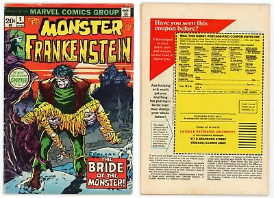 Frankenstein #2 (VG+ 4.5) 1st App Bride Of Frankenstein Monster 1973 Marvel • $39.99