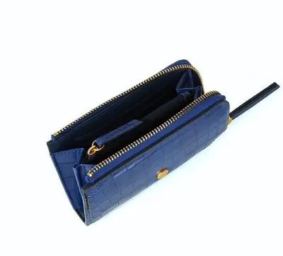 Jasper Conran Purse Womens Small Zip Around Croc Zip Wallet Blue Petite RRP £39 • £12.50