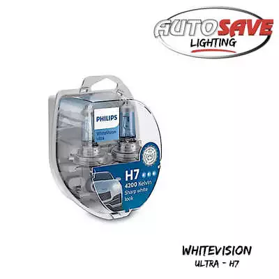 Philips White Vision Ultra Headlight Bulbs H7 12972WVUSM 4200K + 2 X W5W NEW • $24.88