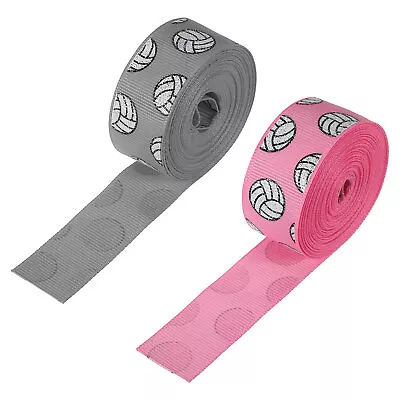 2Roll 7/8 ×5Yard Volleyball Grosgrain Craft Ribbon Burlap Ribbon Pink Grey • $12