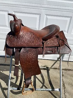 Used/vintage TexTan Brahma 15.5   Slick Seat Western Saddle US Made • $150