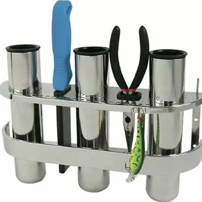 Stainless Steel Rod Holder 3 Tube Outrigger Tackle 3 Rack Solid Fishing Boat Pod • $43.79