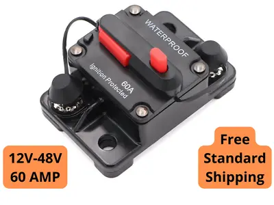 60 Amp Waterproof Circuit Breaker Auto/Marine/Solar 12-48V DC Manual Reset • $11.99