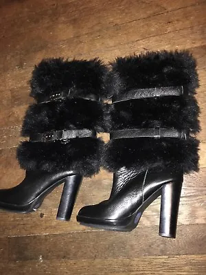 Michael Kors Carlie Leather Faux Fur Boots 7.5 Woman Cute • $140