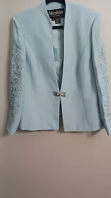 Moshita Couture  Vintage Formal  Serenity Blue WomensBlazer Size Mto Large Fit • $35