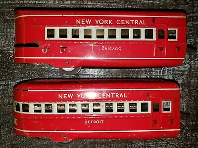 Marx Mercury Windup Red NYC Passenger Cars Detroit Observation Chicago Coach • $24.95