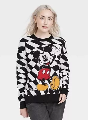 Mickey Mouse Disney  Women’s Sweater  Black & White Graphic Pullover-Large • $14.99