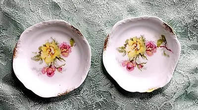 2 Matching LANTERNIER Limoges Porcelain Floral Butter Pat Dishes • $2.50