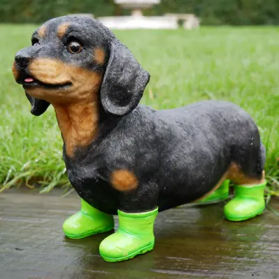 Garden Ornaments Outdoor Sausage Dog In Boots Statue Animal Figures Dachshund  • £22.99