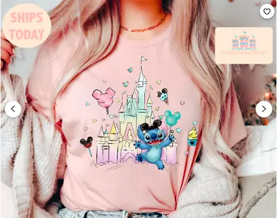 Disney Stitch Watercolor 2D T-SHIRT The Mother Day Gift US Size Christmas Gift • $1.99