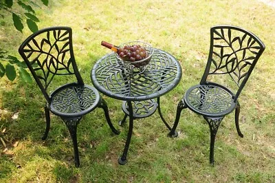 £149.99 • Buy SH&G Cast Aluminium Bistro Set Design 8 - Black