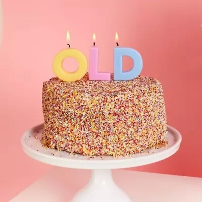 OLD Candles Pastel Colour  Funny Happy Birthday Cake Candles 30th 40th 50th 60th • £2.99